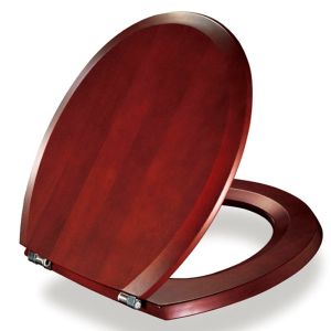 Replacement Round Toilet seat wooden (Mahogany) 5708590265001 with fittings